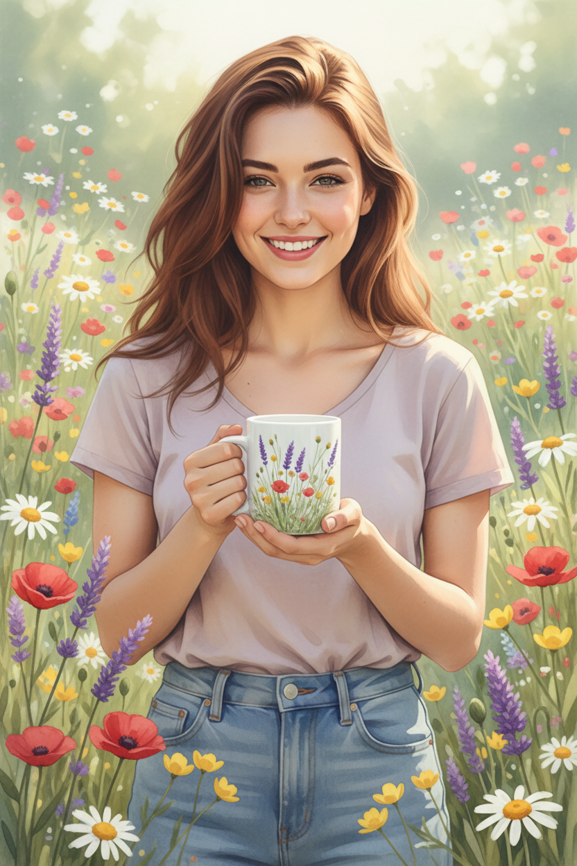 Wildflower Premium Ceramic Mug 11oz — Perfect Gift for Mum and Grandma